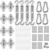 Shade Sail Hardware Kit 6 inch for Triangle Rectangle Sun Shade Sail Installation Stainless for Garden Outdoors, 80 Pcs