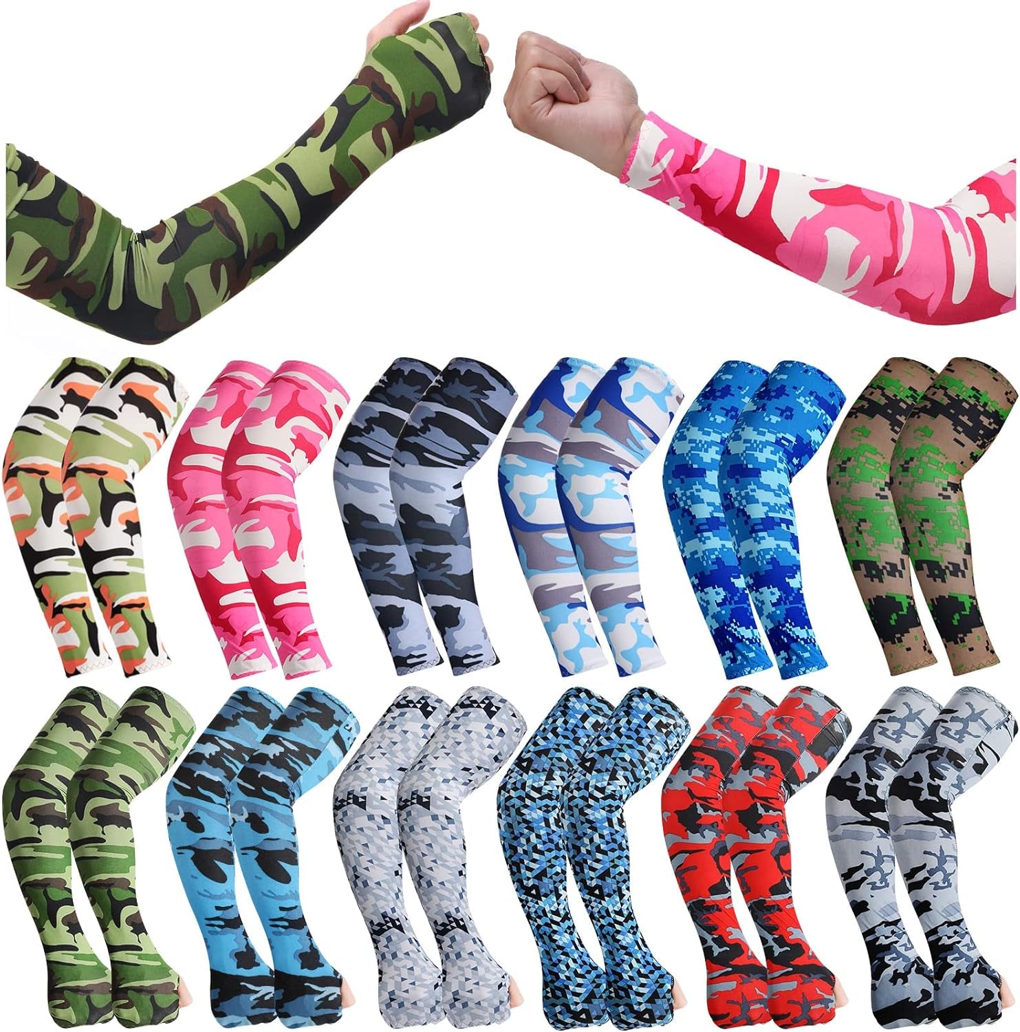 12 Pairs Cooling Arm Sleeves  for Women Men Outdoor Sports Running Golf Cycling