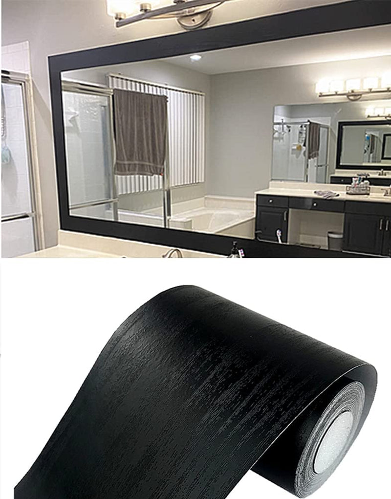 10M Black Wood Grain Self Adhesive Removable PVC Waterproof Bathroom Tiles Sticker Wallpaper 4.2x390