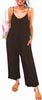 Womens Casual Sleeveless  Loose Jumpsuits Stretchy Long Pants Romper with Pockets Dark Coffee