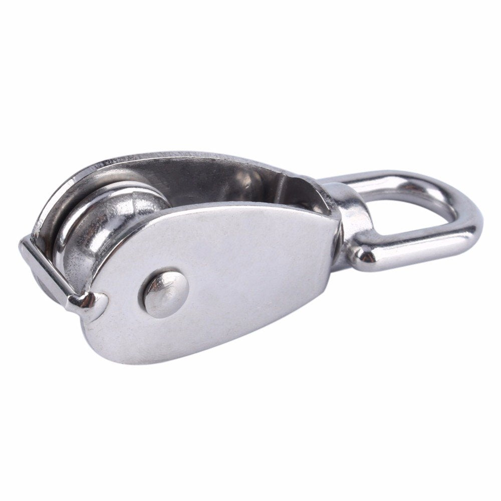 10 Pcs Stainless Steel Wire Rope Crane Pulley Block M20 Lifting Crane Swivel Hook Single Pulley Block Hanging Wire Towing Wheel