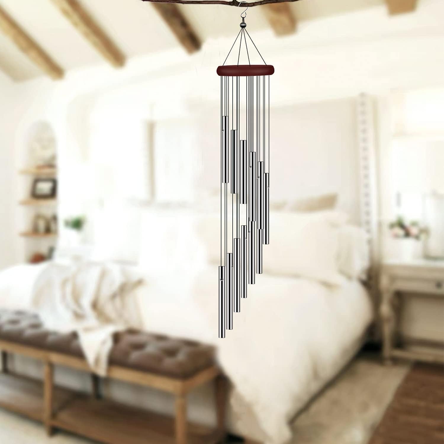 Sympathy Wind Chimes Outdoor with 12 Aluminum Alloy Tubes and Hook Memorial Wind Chimes