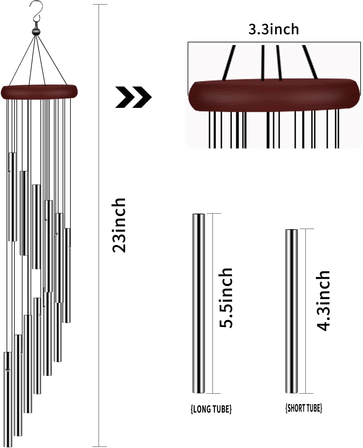 Sympathy Wind Chimes Outdoor with 12 Aluminum Alloy Tubes and Hook Memorial Wind Chimes