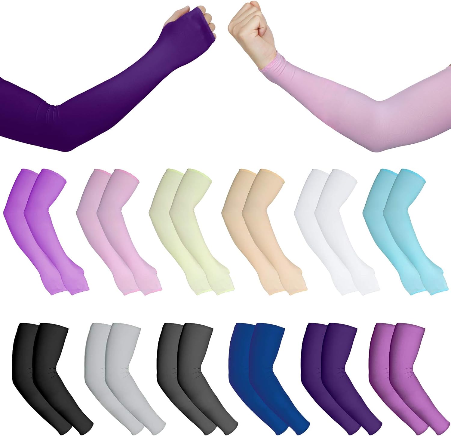 12 Pairs Cooling Arm Sleeves  for Women Men Outdoor Sports Running Golf Cycling