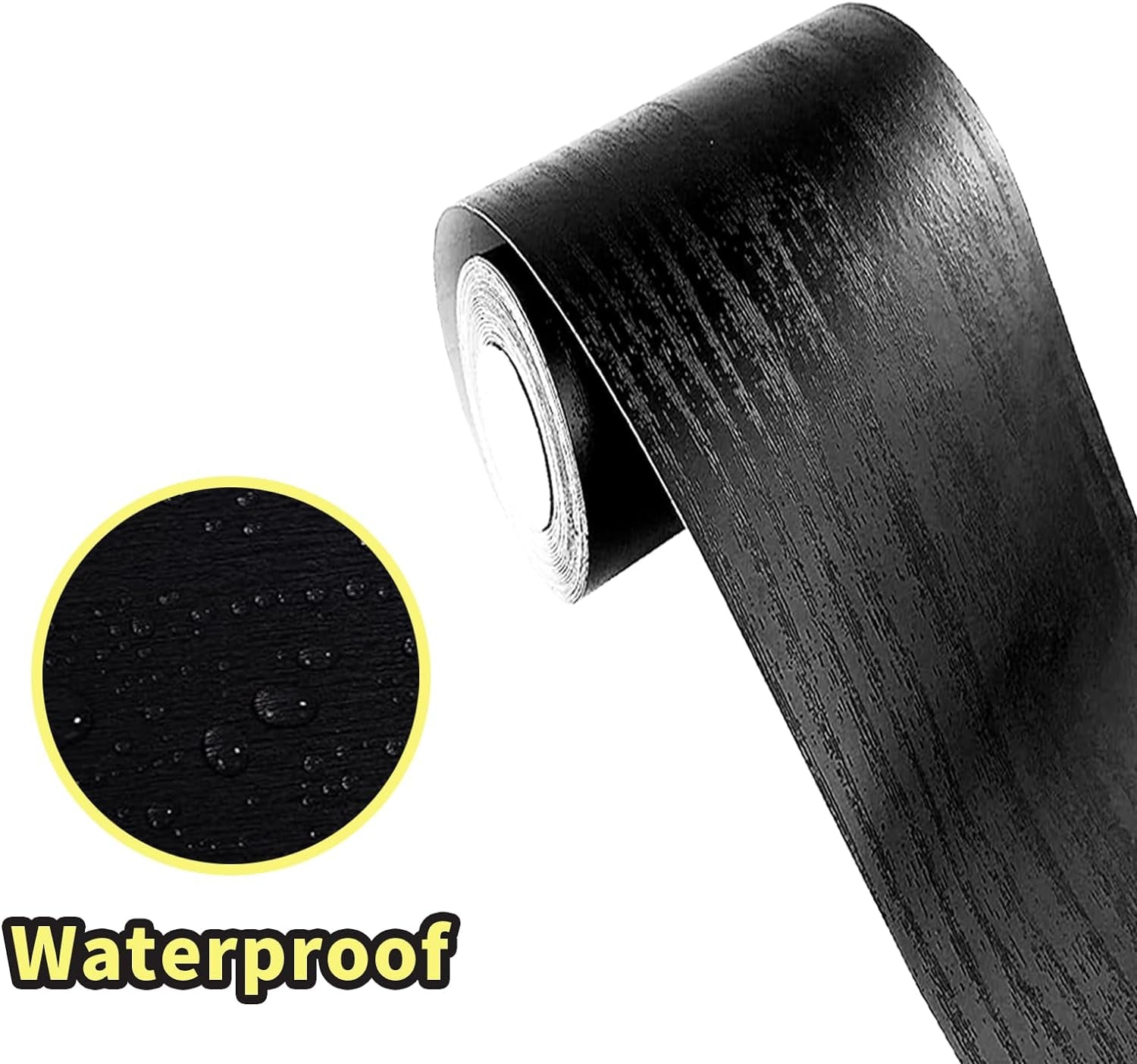 10M Black Wood Grain Self Adhesive Removable PVC Waterproof Bathroom Tiles Sticker Wallpaper 4.2x390