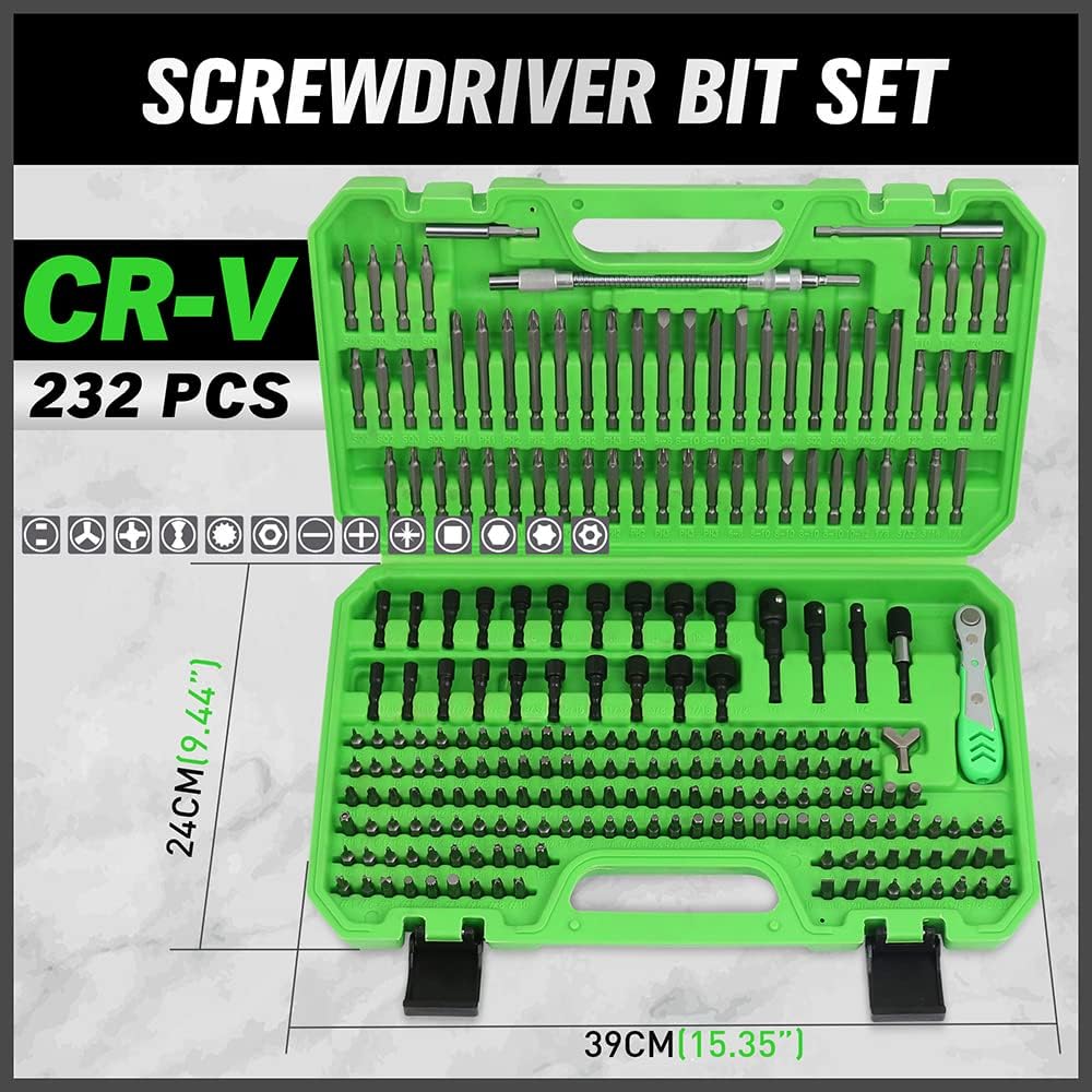 232PCS Ultimate Screwdriver Bit Set Chrome Vanadium Steel Driver Bit Set