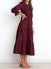 Women Casual Long Sleeve Crew Neck Fall Dress Bohemian Relaxed Fit Floral Flowy Maxi Dresses Tiered Cocktail Dress