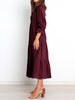 Women Casual Long Sleeve Crew Neck Fall Dress Bohemian Relaxed Fit Floral Flowy Maxi Dresses Tiered Cocktail Dress