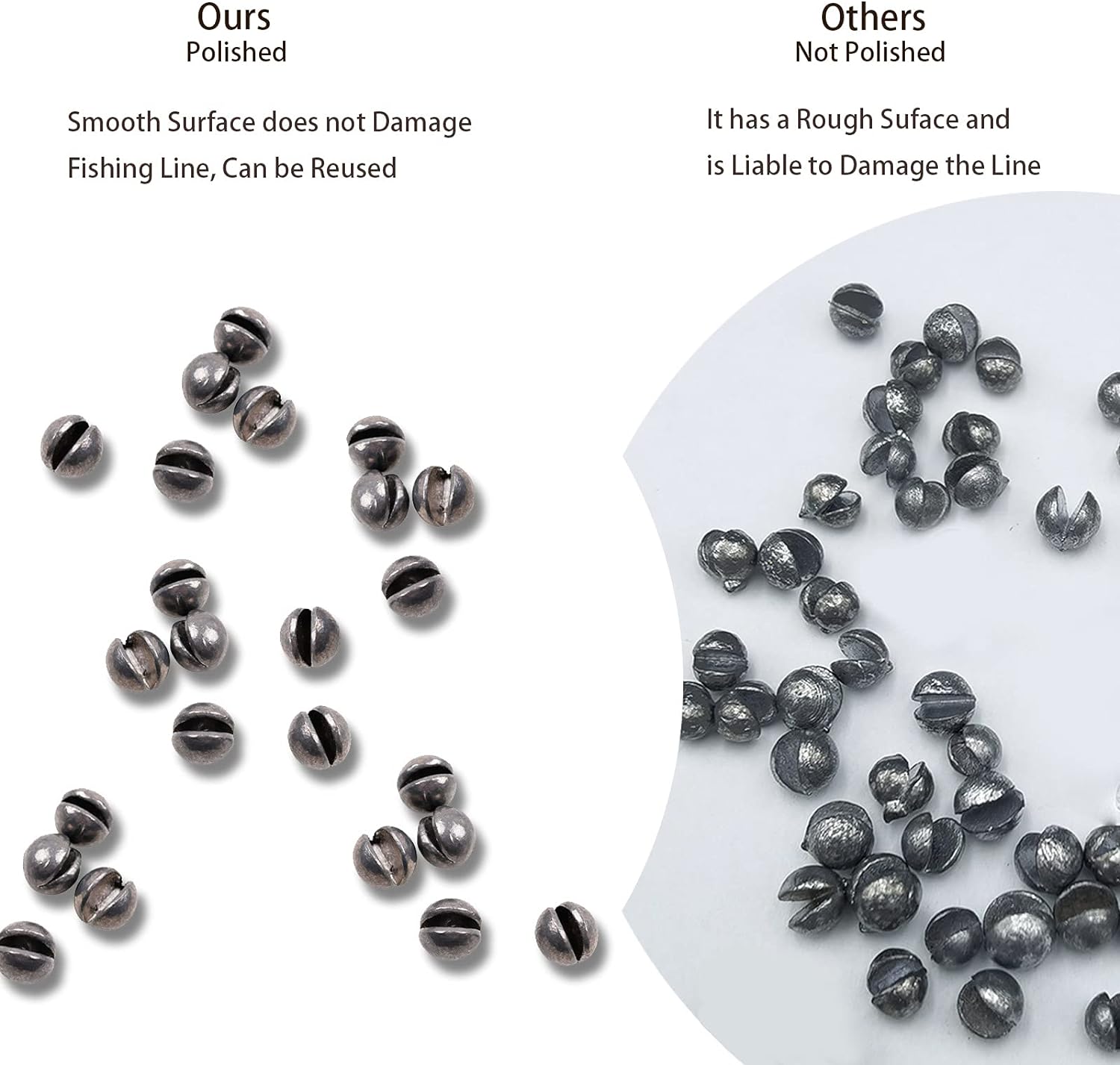 120 Pieces Fishing Weights Sinkers  Split Shot Round Removable Fishing Sinkers 5 Sizes