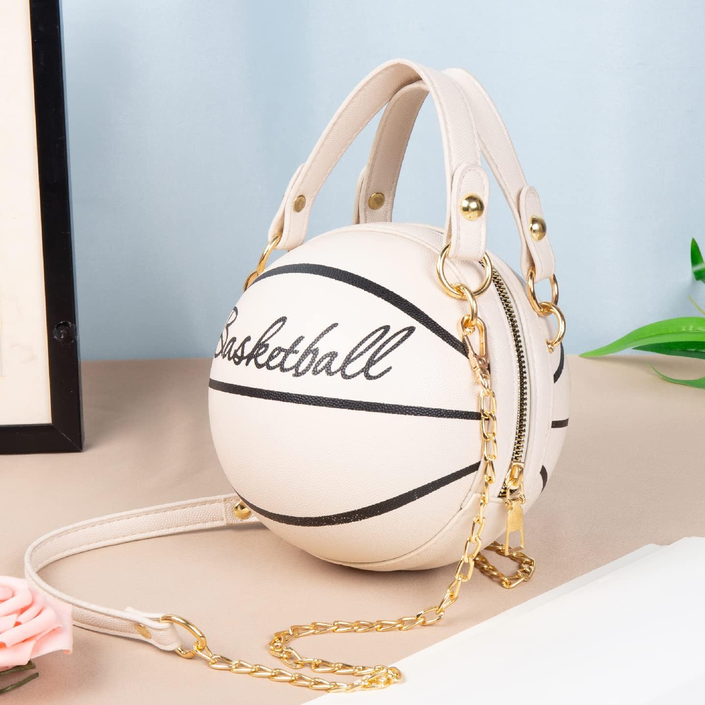 Women's Basketball Bag Basketball-Shaped Crossbody Bag Handbag