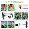 226FT Greenhouse Micro Drip Irrigation Kit Automatic Irrigation System with 1/4 inch 1/2 inch Irrigation Tubing Hose Adjustable Nozzle Emitters Barbed Fittings