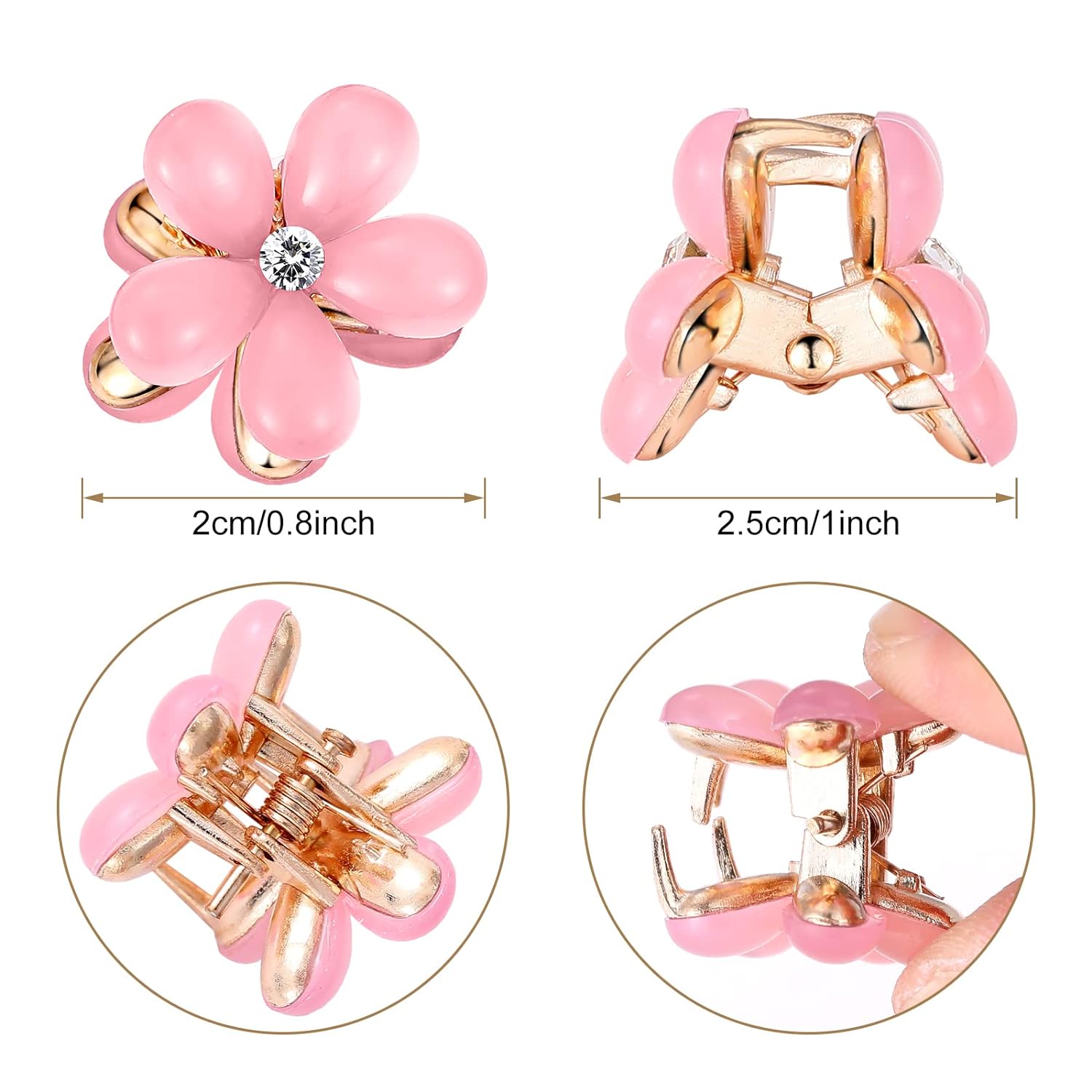 10Pcs Small Hair Claw Clips for Girls Mini Flower Hair Clips for Sweet Bangs Nonslip Side Clip Hair Accessories for Women