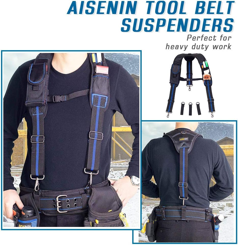 Tool Belt Suspenders Tool Pouch Suspenders for Tool Belt Includes Phone Pouch Pen Holder Tool Belt Loops