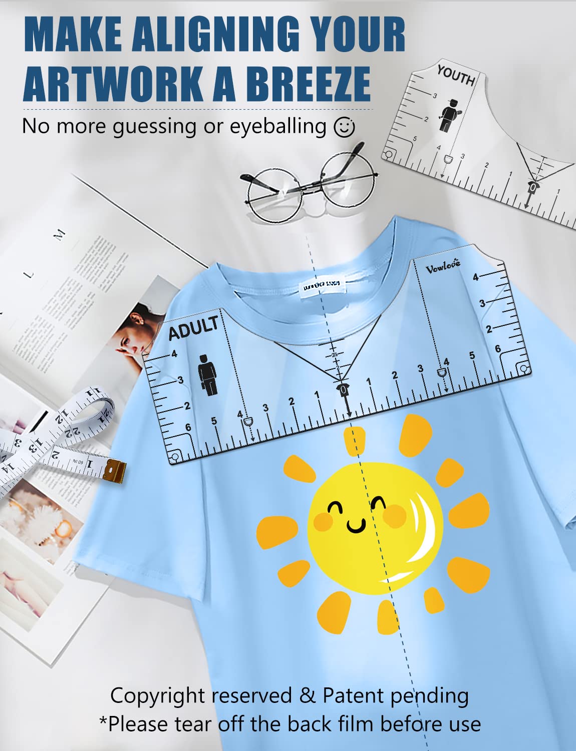 Tshirt Ruler Guide for Vinyl Alignment Craft Sewing Supplies Accessories Tools