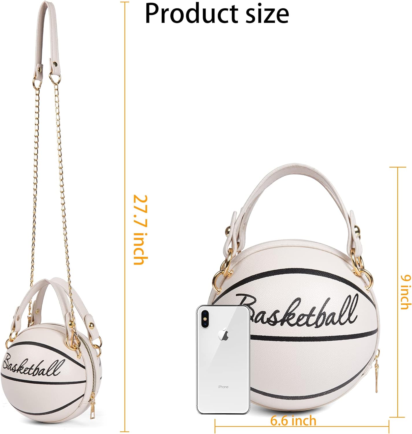 Women's Basketball Bag Basketball-Shaped Crossbody Bag Handbag