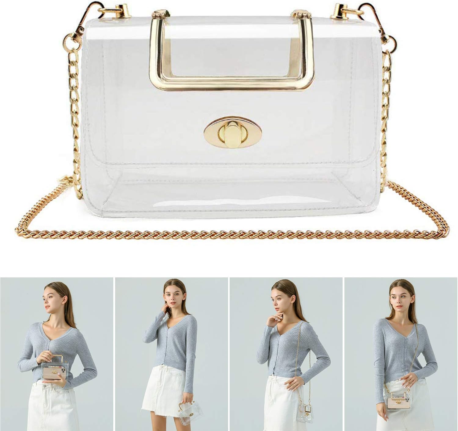 Transparent Clutch Clear Purse Crossbody Shoulder Bags for Women Girls