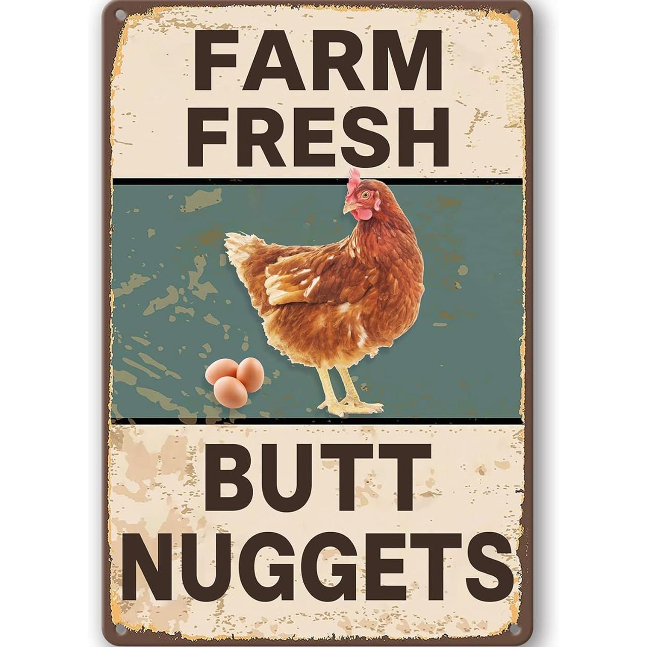 Vintage Metal Signs Chicken Coop Signs Fresh Butt Nuggets  8×12 Inches