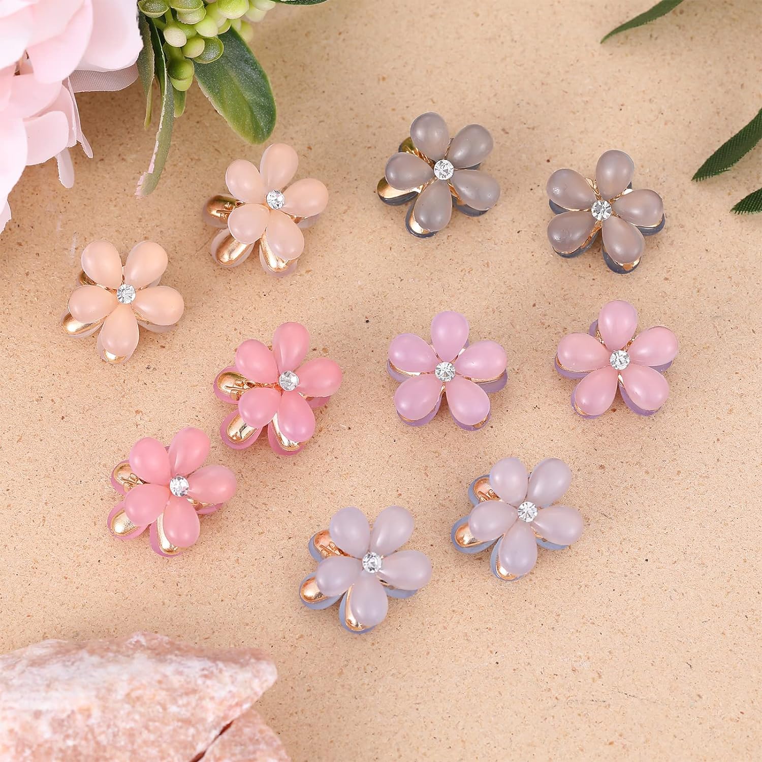 10Pcs Small Hair Claw Clips for Girls Mini Flower Hair Clips for Sweet Bangs Nonslip Side Clip Hair Accessories for Women