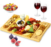 Unique Bamboo Charcuterie Board Cheese Platter & Serving Tray Wooden Cheese Board Set