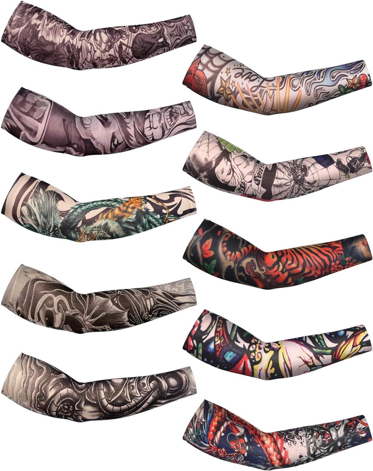 10 Pairs Men's Cooling Arm Sleeves Long Fingerless Arm Cover for Fishing Outdoor Hiking