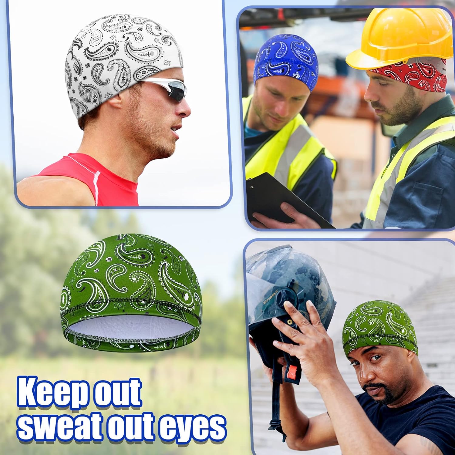 10 Pcs Men Cooling Skull Caps Cycling Skull Caps Wicking Beanie Do Rag Head Wrap