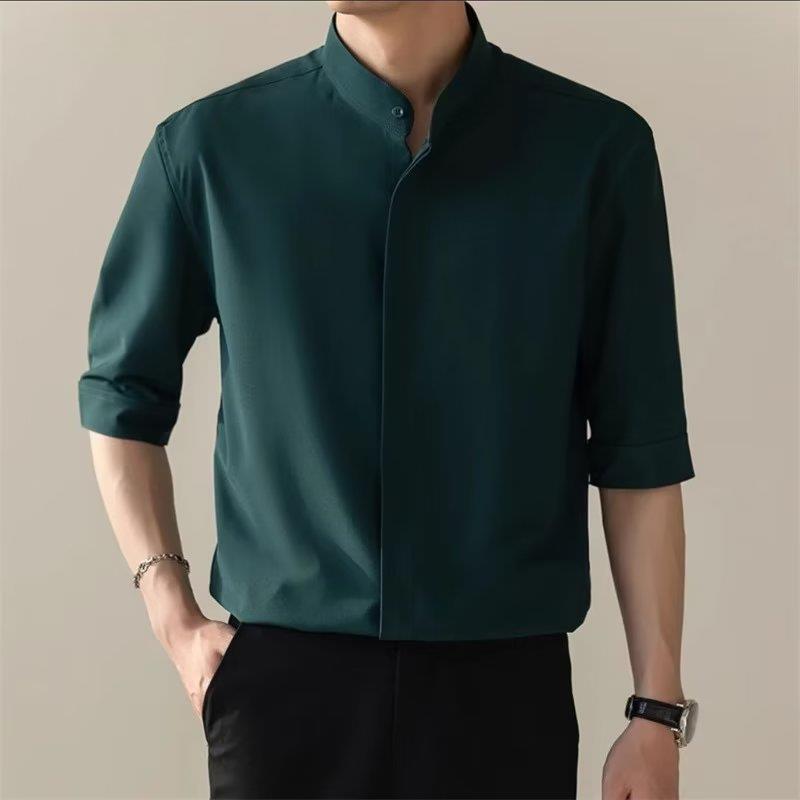 New High-end Stand Collar Men's Shirt