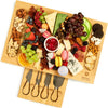 Unique Bamboo Charcuterie Board Cheese Platter & Serving Tray Wooden Cheese Board Set