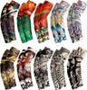 10 Pairs Men'S Cooling Arm Sleeves Long Fingerless Arm Cover anti Slip UV Protection Sports Temporary Tattoo Arm Sleeves