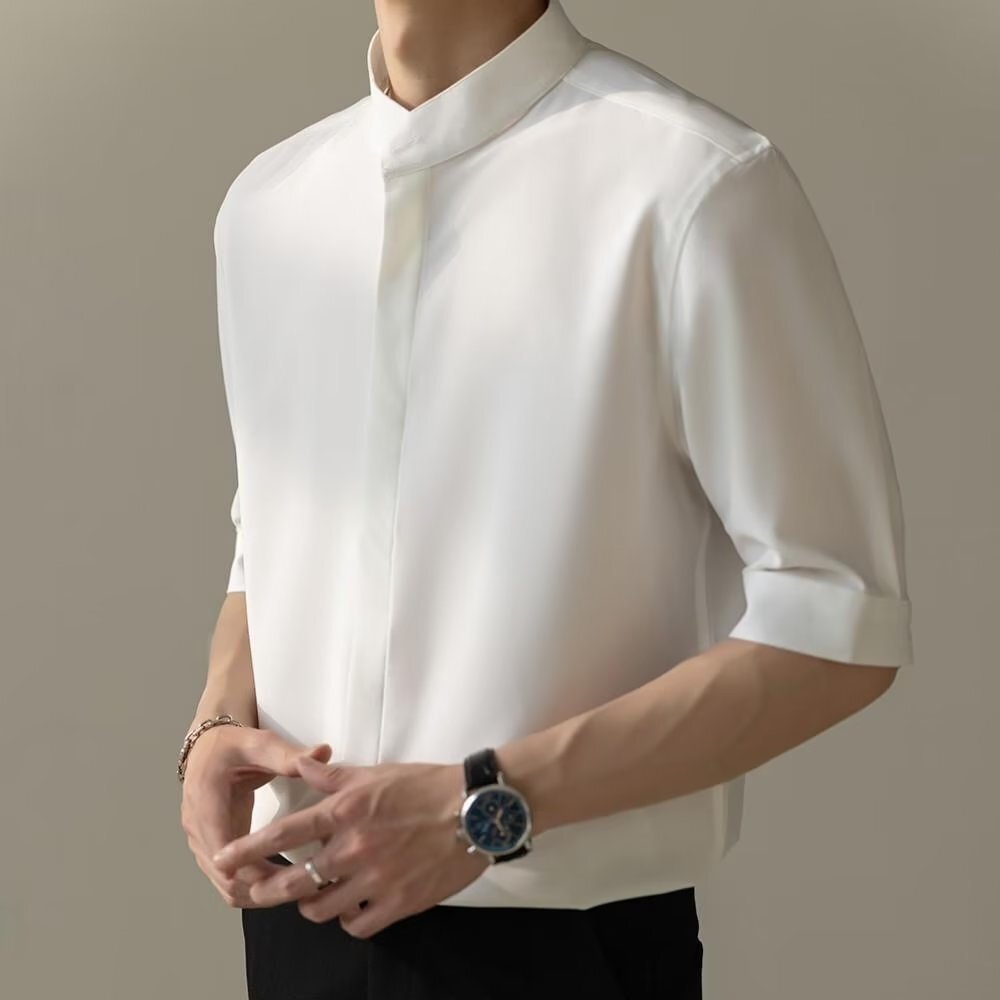 New High-end Stand Collar Men's Shirt