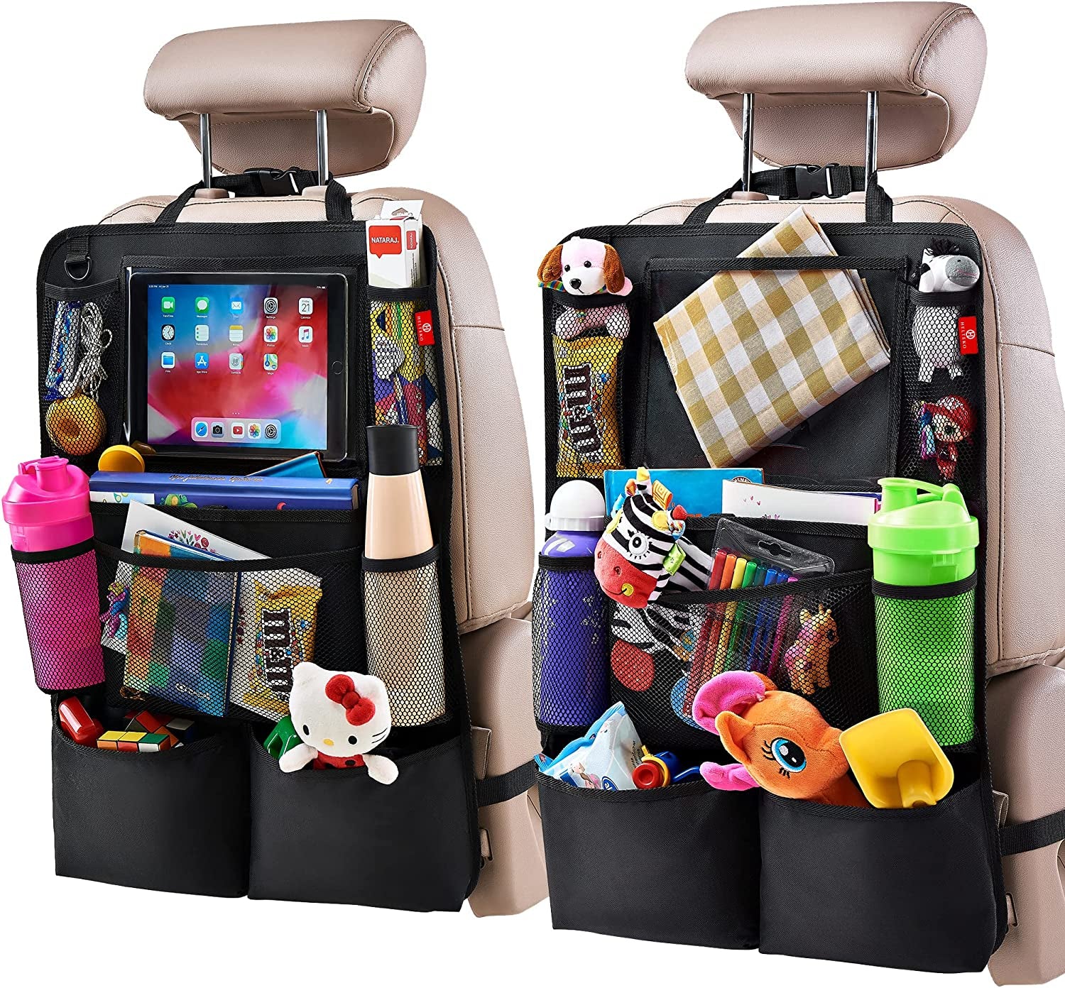  Backseat Car Organizer with Touch Screen Tablet Holder