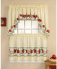 3 Piece Beige Curtain Set Kitchen Swag and Tier in Beige Apple Design