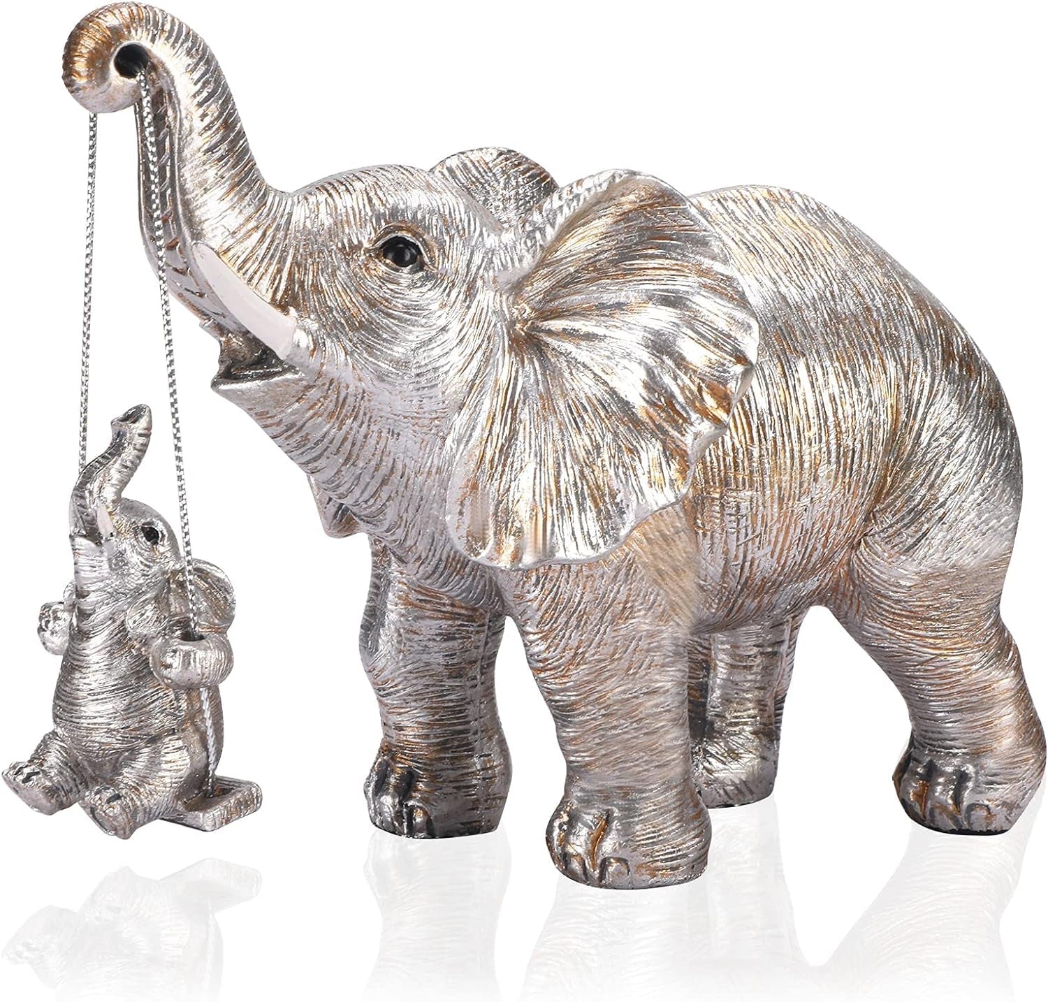 Good Luck Rustic Elephant Statue Tabletop Decor