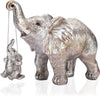 Good Luck Rustic Elephant Statue Tabletop Decor