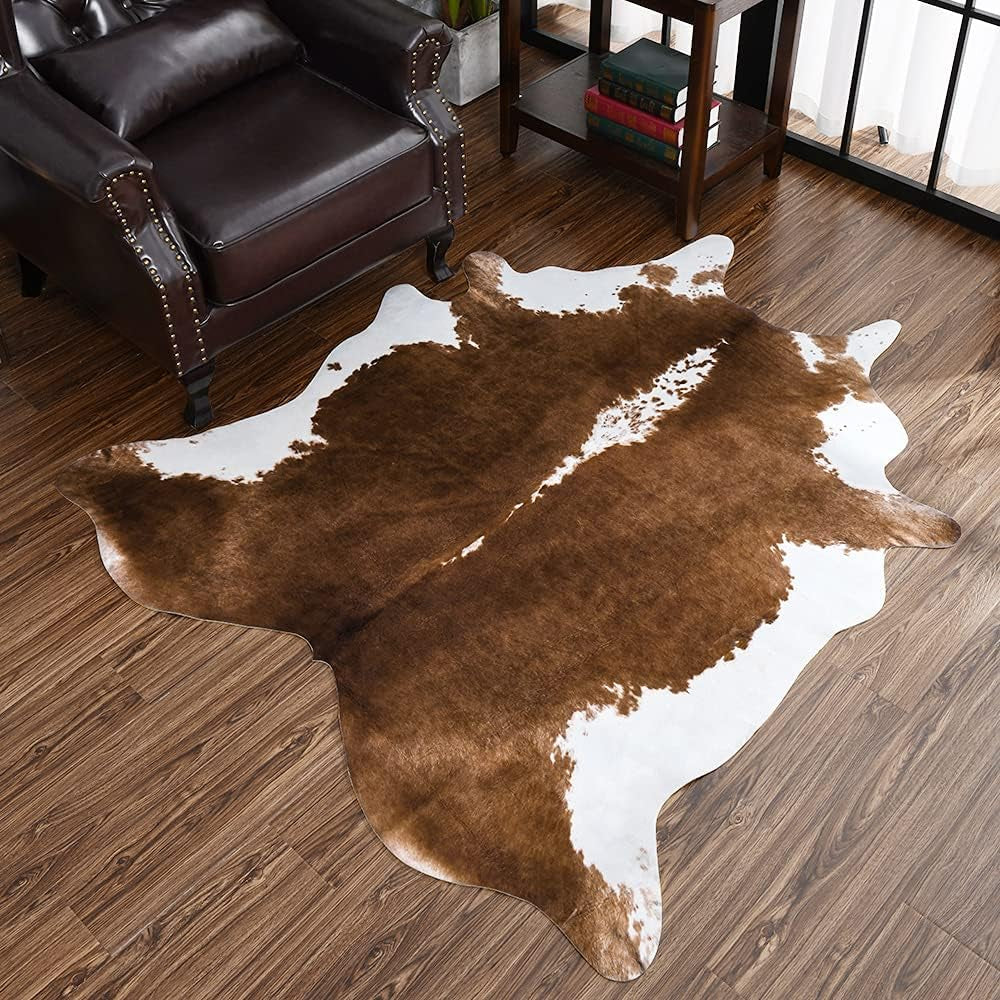 Rustic Farmhouse Faux Cow Hide Accent Rug