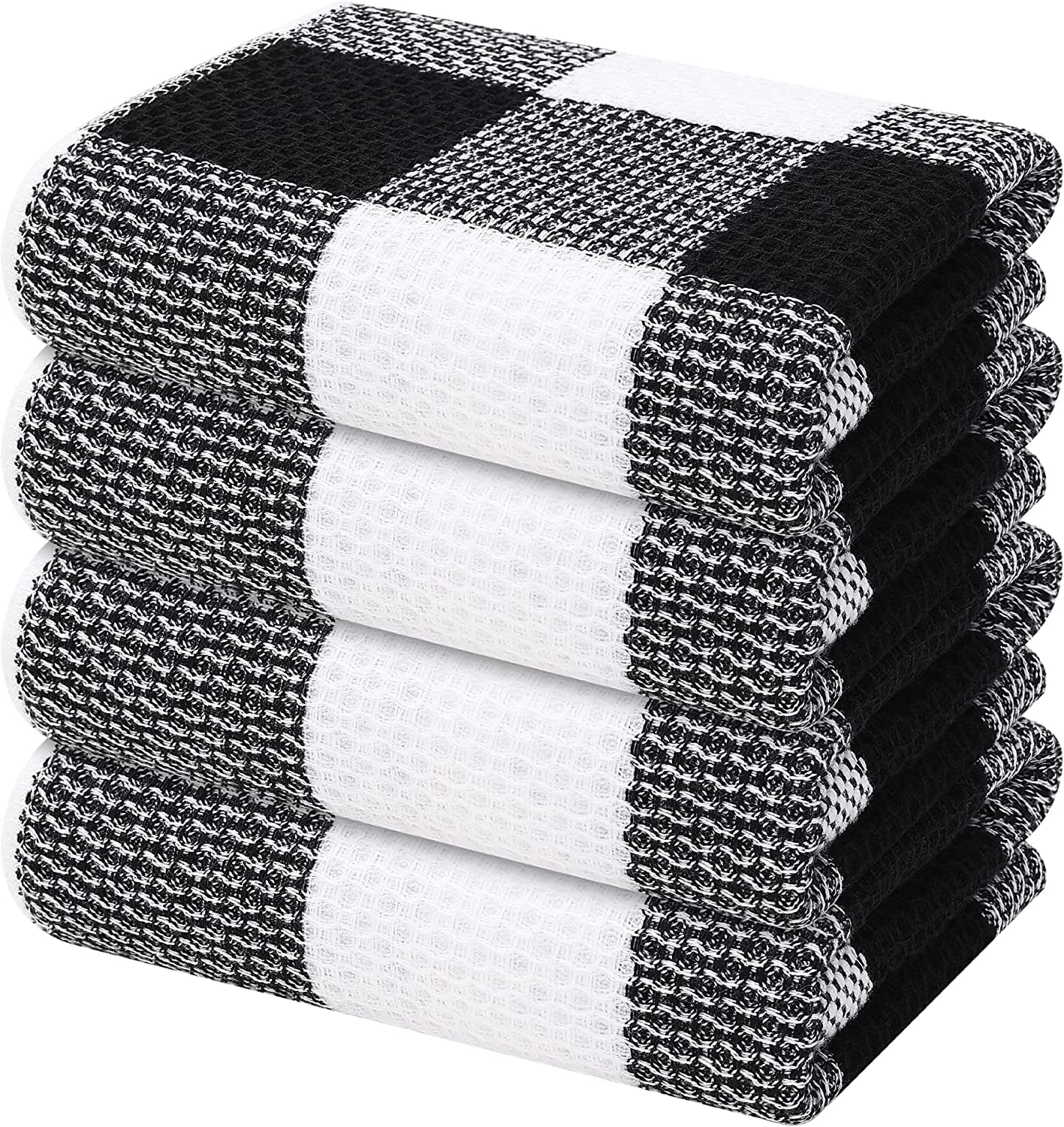 Super Soft and Absorbent Buffalo Check Dish Towels 100% Cotton Waffle Weave