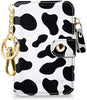 PU Leather Cow Printed Wallet Cald Holder Keychain Zip Pocket Coin Purse