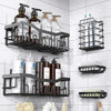 Set of 5 Wall Mounted Shower Caddy Stainless Steel Bathroom Organizer Self Adhessive No Drilling