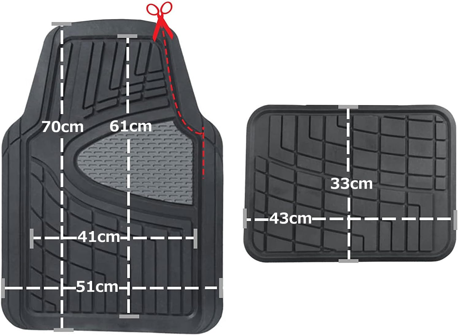 Heavy Duty Rubber Floor Mats Universal Fit Full Set for Cars 