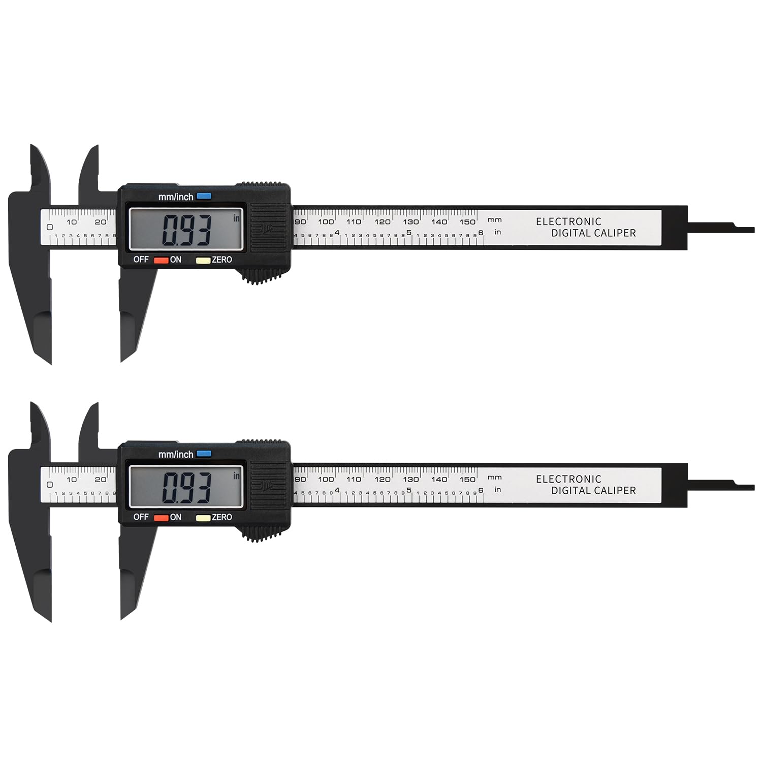 Digital Caliper, 1/2/4 Pack 6In Electronic Digital Caliper Measuring Tool, Construction with LCD Screen, Easy Switch from Inch to Millimeter(1 Pack, 6In Plastic)