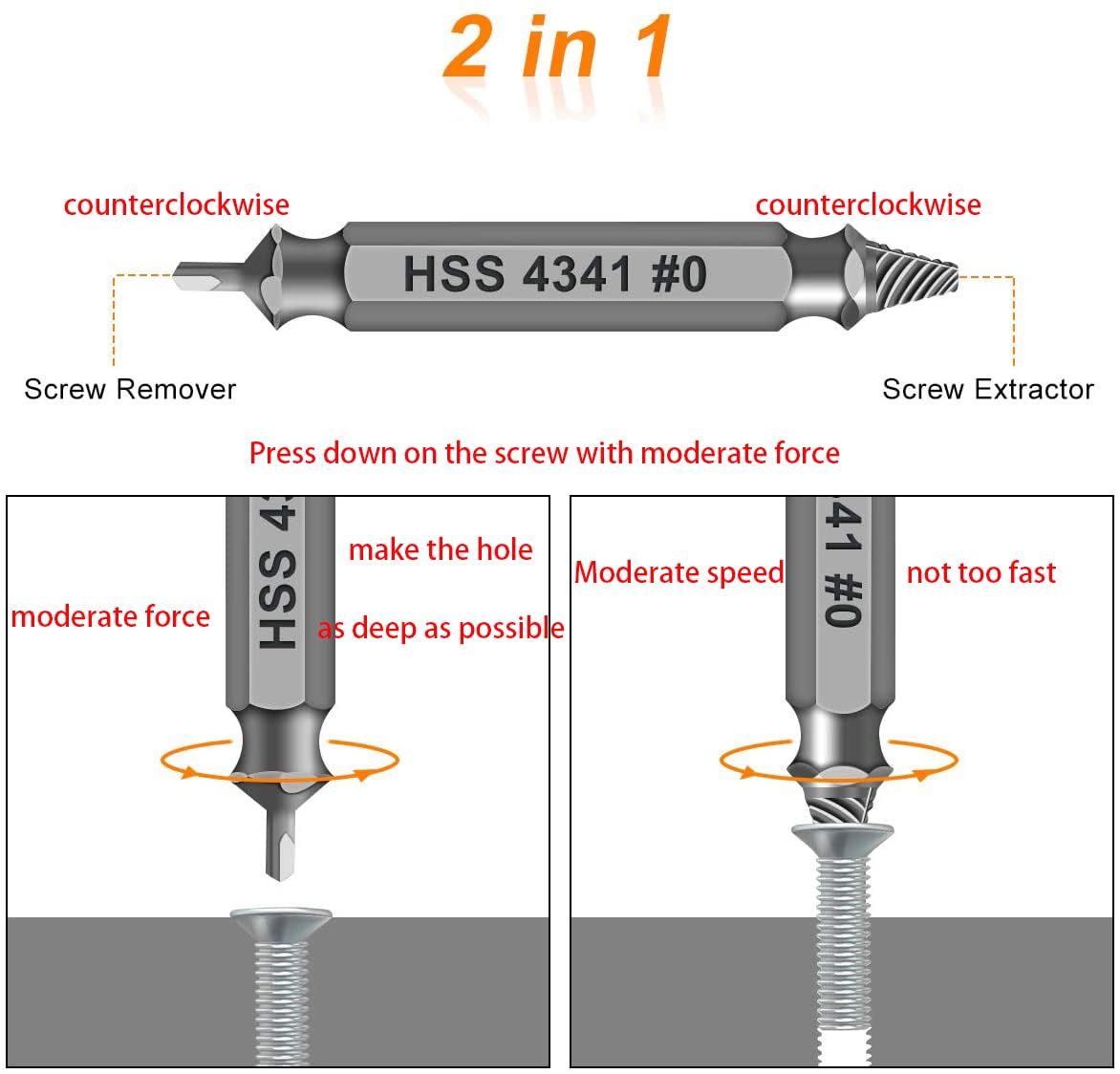 Damaged Screw Extractor Set - Remover for Stripped Screws Nuts & Bolts