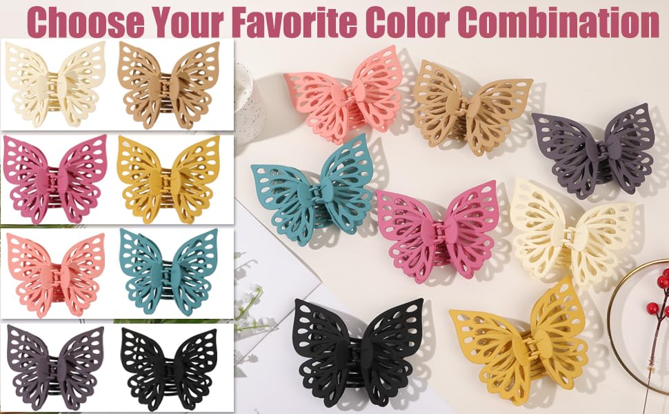 Extra Large Butterfly Hair Clips 2 Pieces 5.51 Inch Butterfly Claw Clip