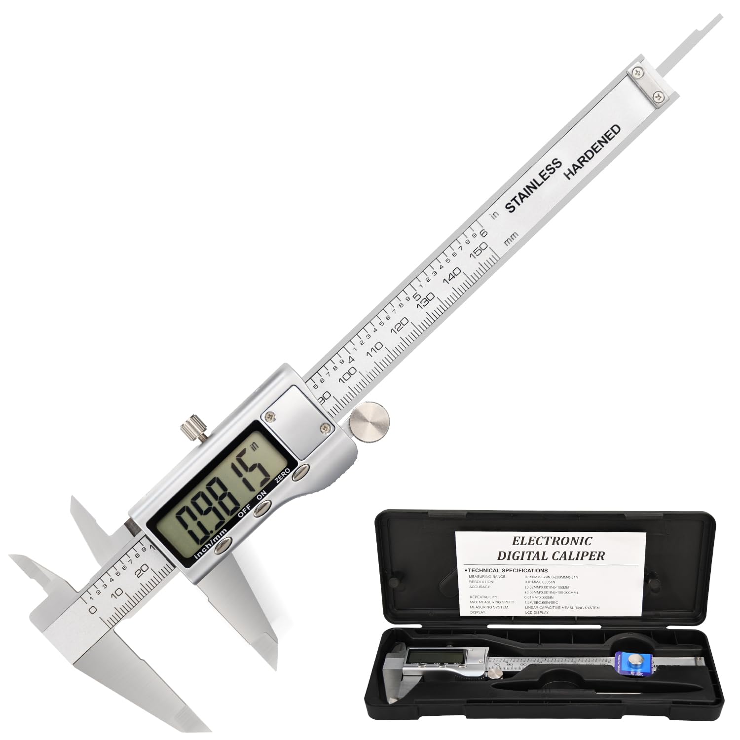 Digital Caliper, 1/2/4 Pack 6In Electronic Digital Caliper Measuring Tool, Construction with LCD Screen, Easy Switch from Inch to Millimeter(1 Pack, 6In Plastic)