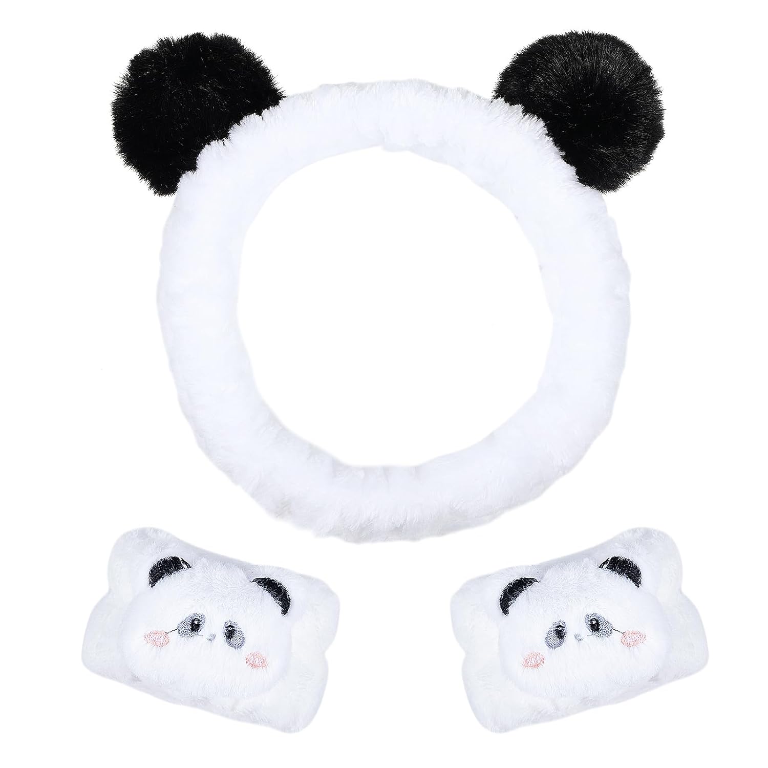 3-Piece Cow Print Spa Wrist Band Cuffs Hair Scrunchy Set