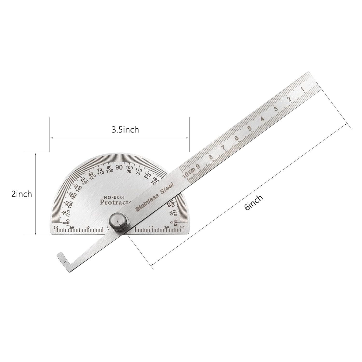 Angle Finder Ruler Two Arm Stainless Steel Protractor Woodworking Ruler