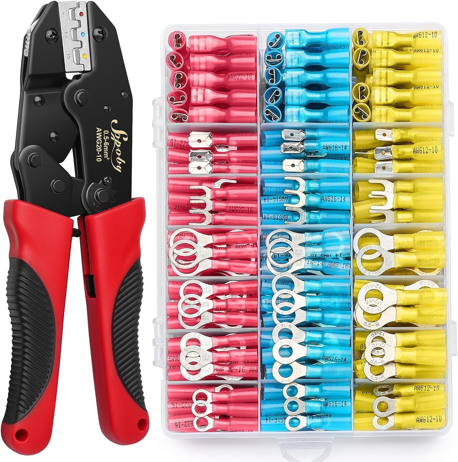 Crimping Tool For Heat Shrink Connectors with 300PCS Marine Grade Heat Shrink Wire Connectors 