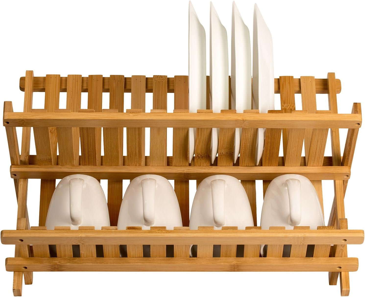 Wooden Dish Rack Collapsible Bamboo Dish Drainer