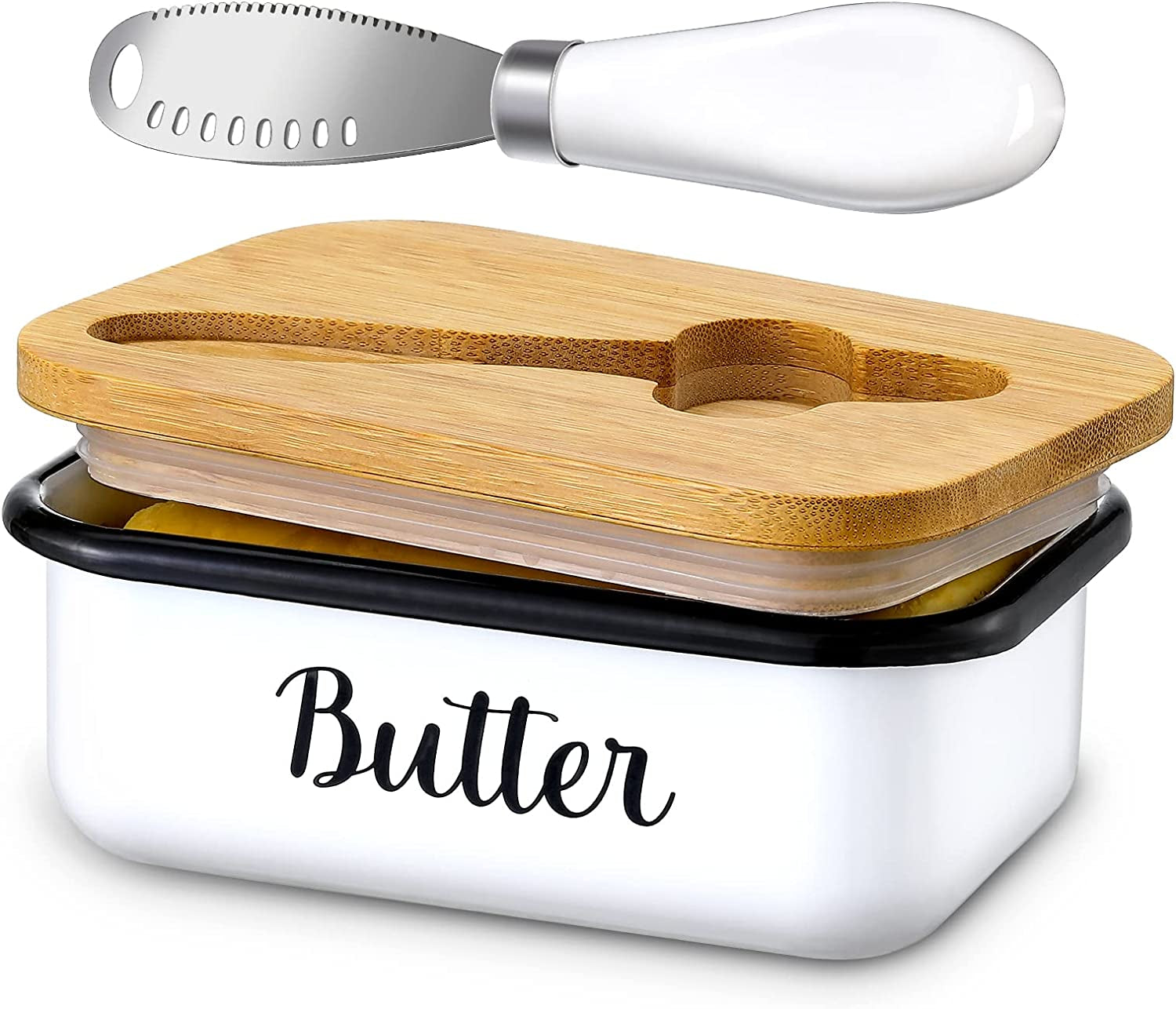 Butter Dish with Lid and Butter Curler Knife for Countertop