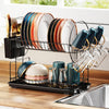 2 Tier Dish Racks with Drainboard, Utensil & Glass Holder