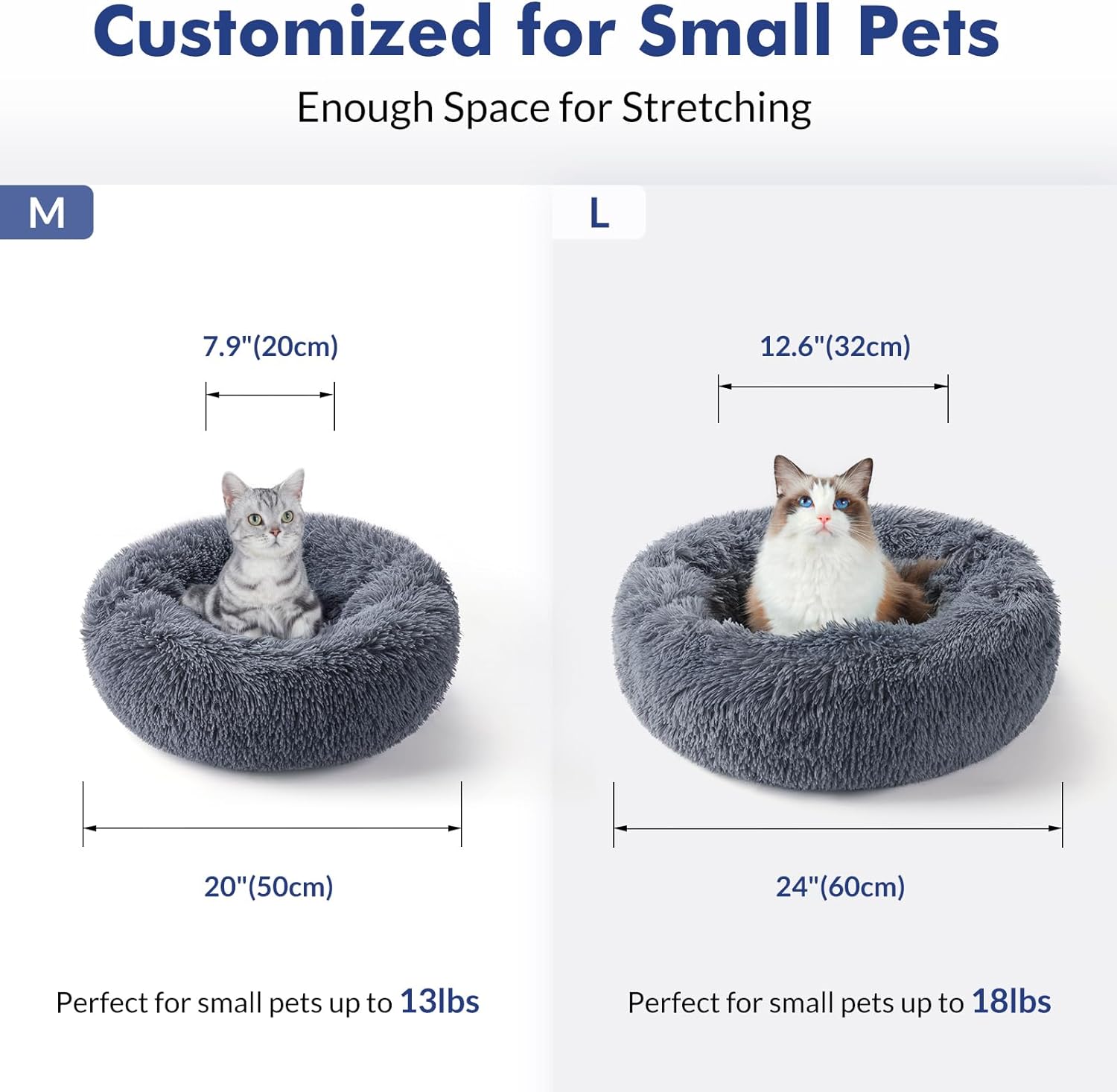 20 inches Cat Bed Machine Washable for Small Dogs Kittens