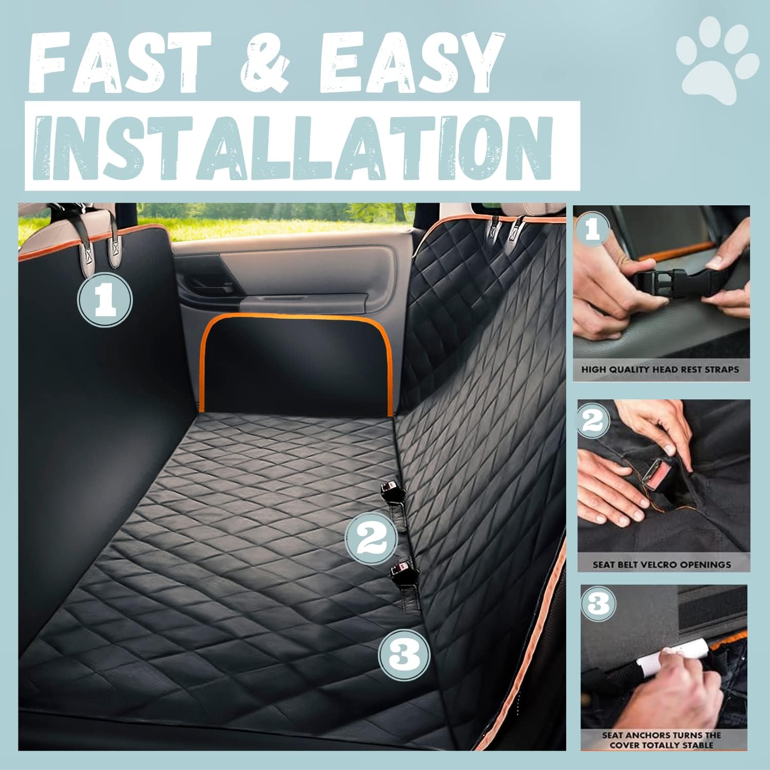 Dog Car Seat Cover for Back Seat for Cars & SUV Waterproof Scratchproof